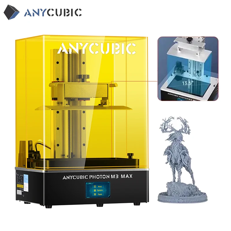 Anycubic Photon M3 Max Resin 7K 13.6 Pollici Uv Lcd Stampante 3D Resina Ad Alimentazione Automatica Stampa Rapida Stampante 3D Ad Alta Precisione