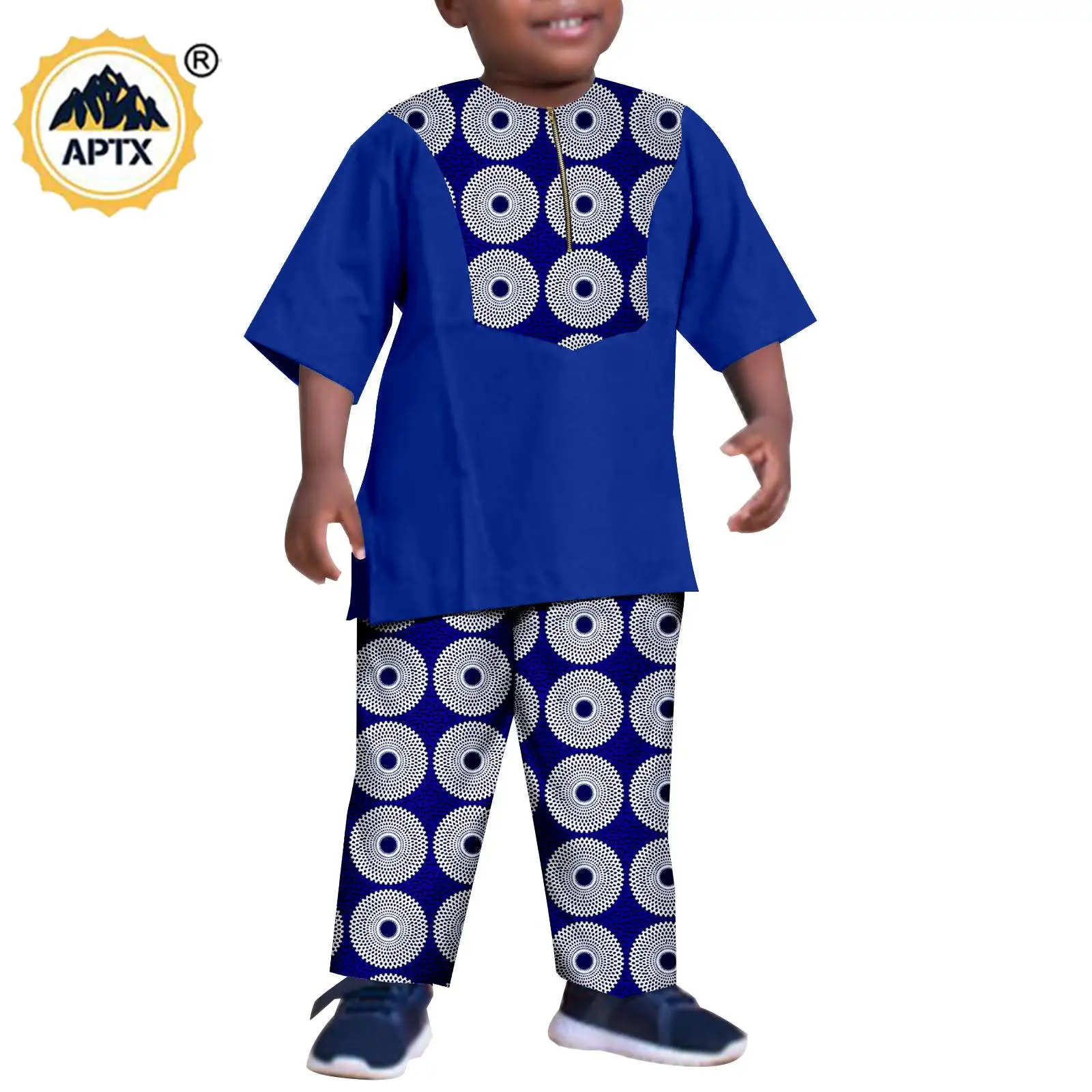 African Clothes Dashiki Summer Chikdren Boy Cotton Print Zipper Short Sleeve Top and Pant Sets Bazin Riche Kid Outfits Y234030 bazin riche african clothes for men full zipper dashiki shirts and pants 2 piece set ankara outfits plus size clothing a2116026