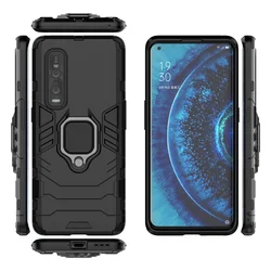 Shockproof Armor Case with Finger Ring and Magnetic Holder for OPPO Find X2 Lite (Black)