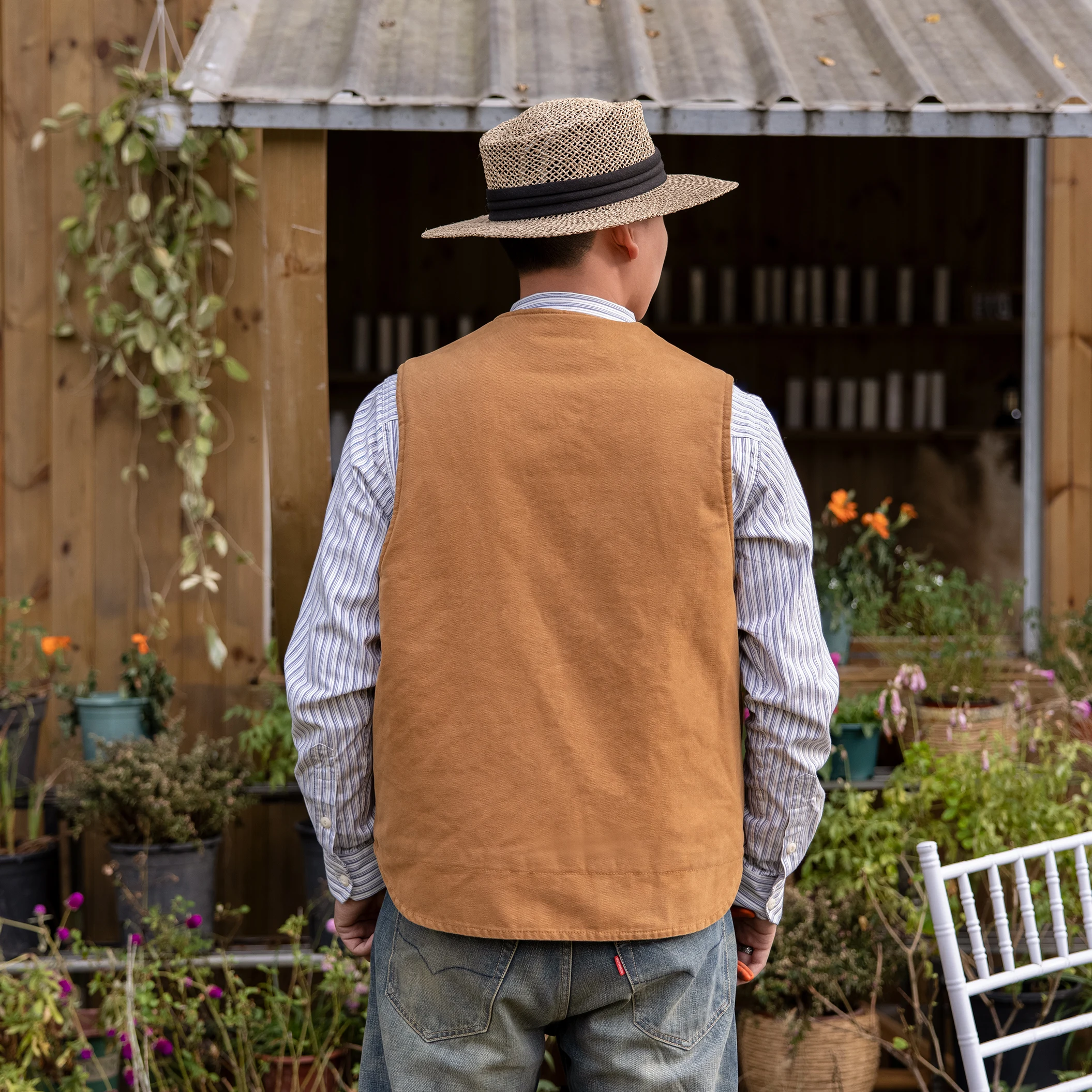 V26-0001 US Big Size Super Quality Multi Pockets Waistcoat Men's Cotton Canvas Fishing Vest 3