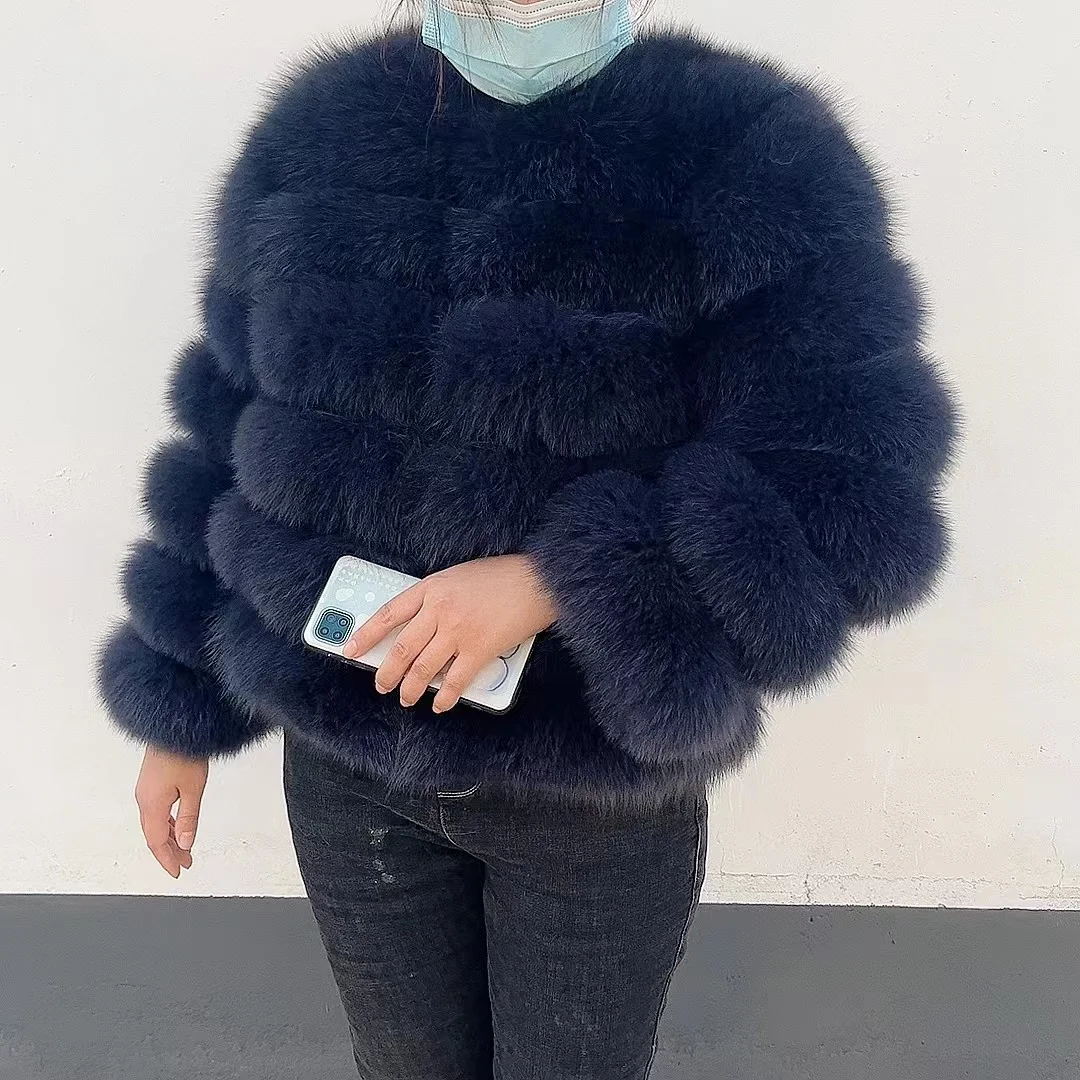 100% natural fur jacket  Real Fur Coat Winter Jacket Women Natural Fox Fur Luxury Fashion 50cm Short Jacket Wholesale Hot 2022 2