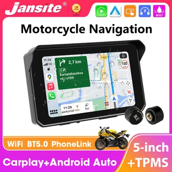 Navigatore GPS Portatile da 5 Pollici per Moto con Bluetooth, Carplay Wireless, Android Auto, Monitor per Cruscotto Moto, Display Impermeabile IPX7