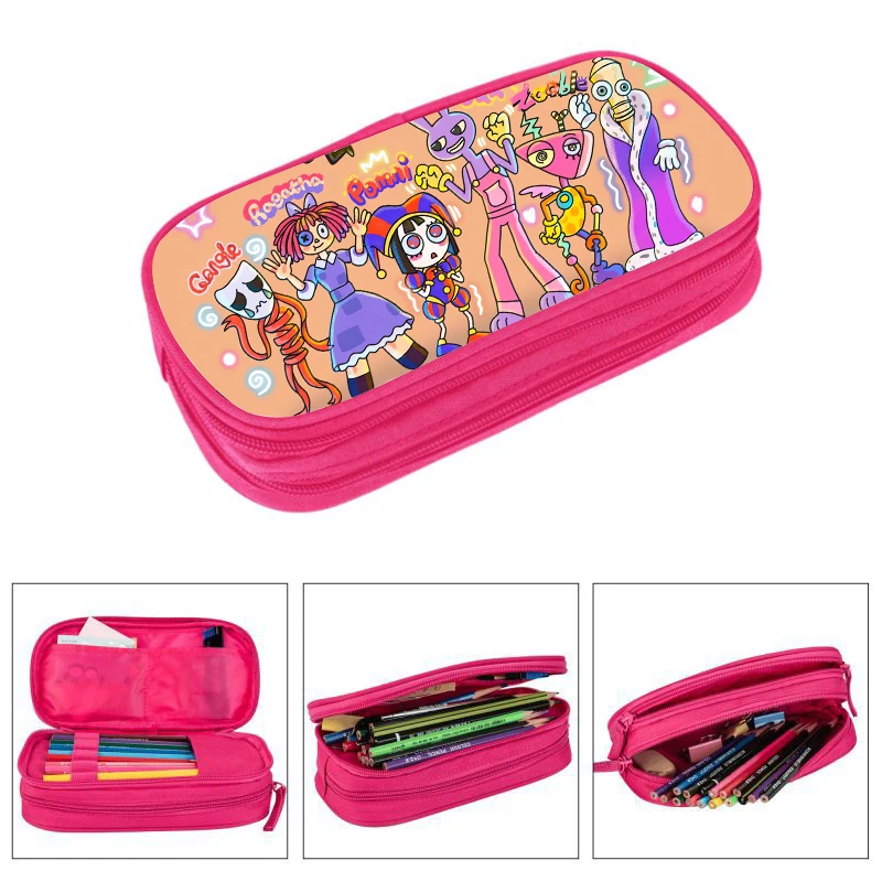 The Amazing Digital Circus Pencil Case Zipper Double-Deck Stationery Box Storage Bag Portafoglio Astuccio In Poliestere Regali Di Compleanno