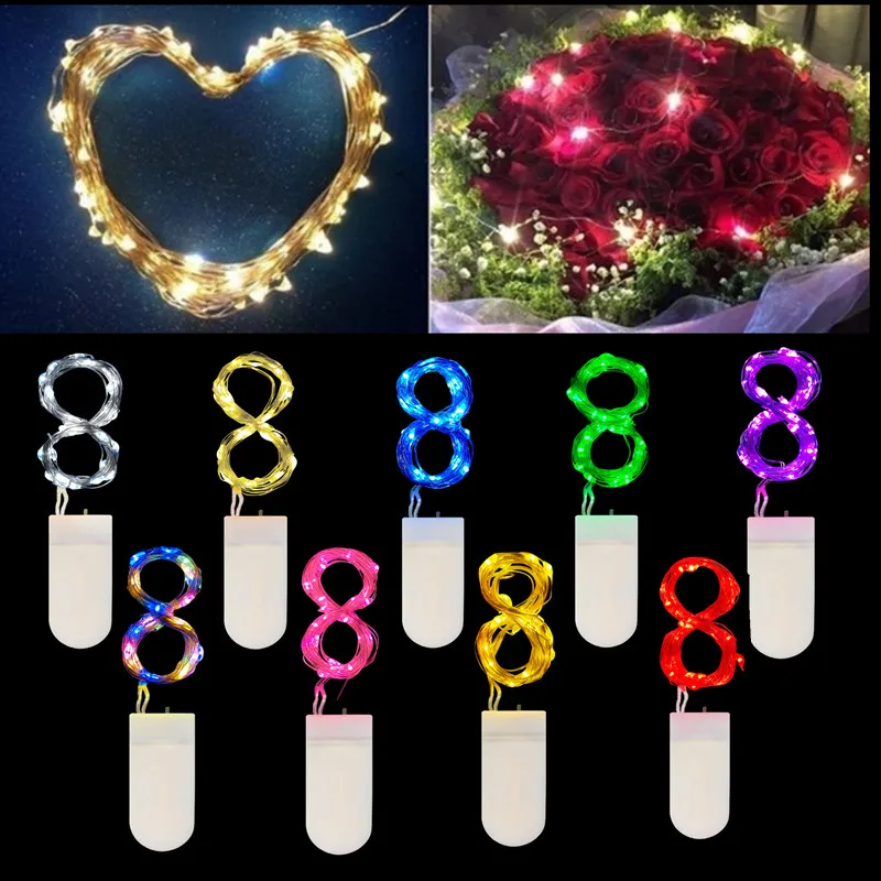 

5pcs LED Copper Wire String Lights CR2032 Garland Fairy Lighting Strings Outdoor Holiday Christmas Wedding Party Decoration Lamp