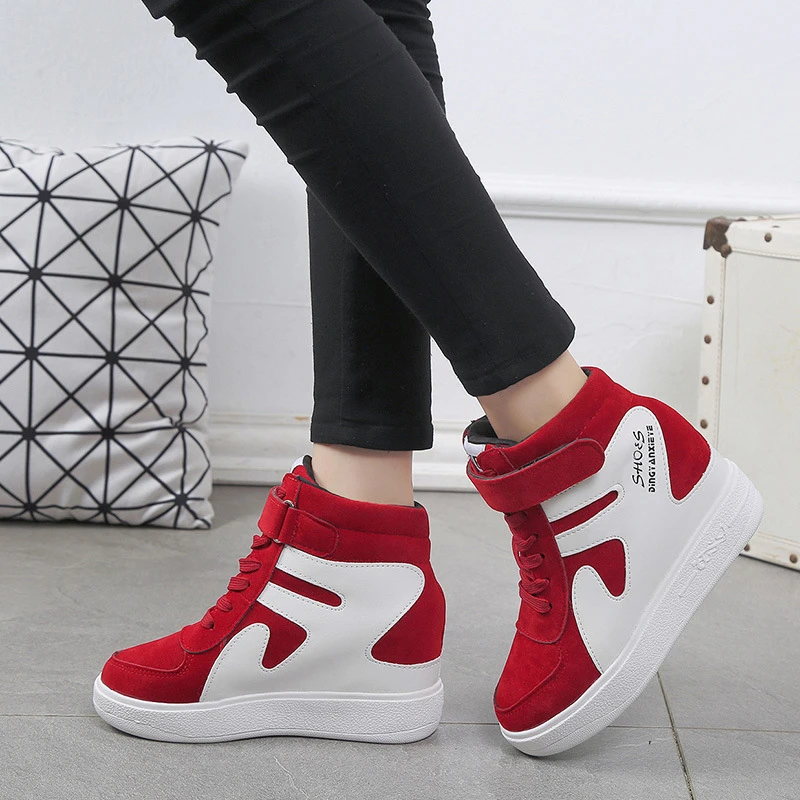 Zapatillas para mujer con cuña escondida de ante de imitación, botas informales, botines deportivos, deportivas de tacón escondido, gamuza artificial, temporada primavera|Botas hasta el tobillo| - AliExpress