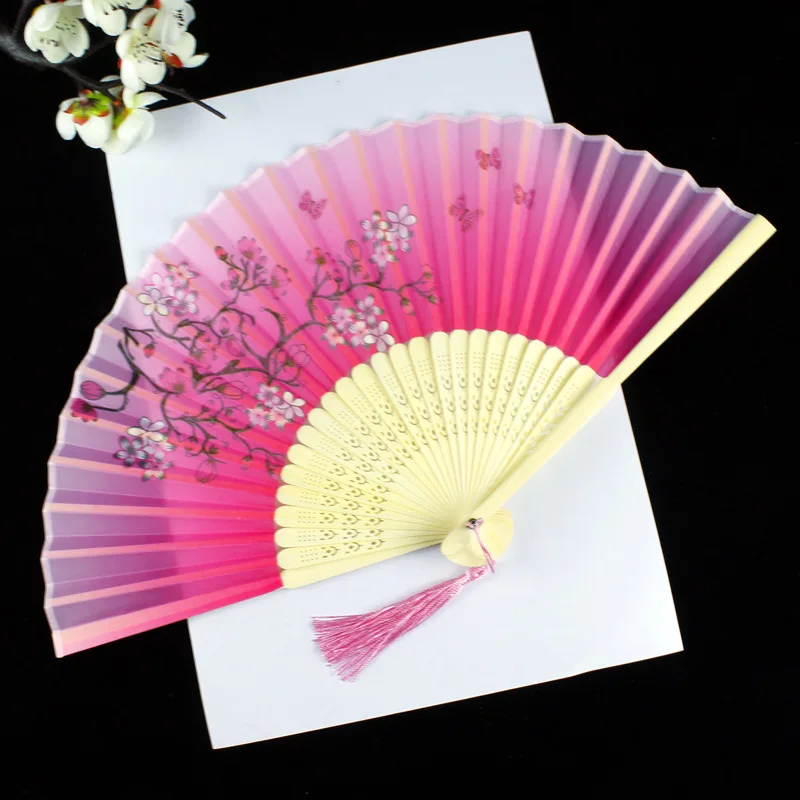 Foldable Silk Hand Fan - Bamboo Halloween Cosplay Prop  Party Decoration
