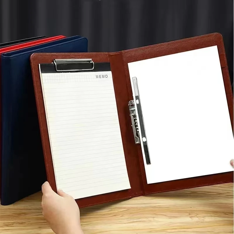 

A4 Leather File Folder Business Padfolio for man/women Document Holder Clipboard Folder Organizer Meeting Pad for Office Supply