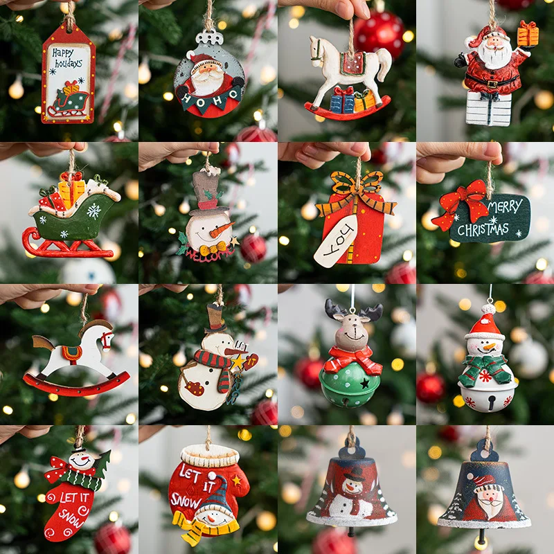 Christmas Wooden Pendants Cute Xmas Tree Hanging Ornaments DIY Resin Crafts for Home Christmas Party New Year Gifts Decorations christmas decorations