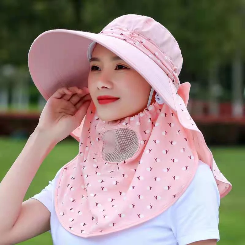 

Women's Anti-UV Neck Cover Hat Sun Protective Version Hat Wide Brim Sun Foldable Rainbow color Outdoor Tea Picking Cold Hat