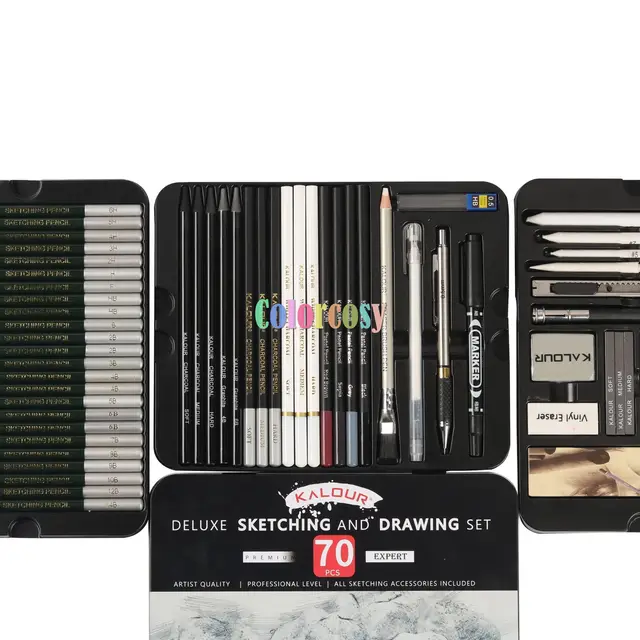 KALOUR 54-Pack Sketch Drawing Pencils Kit with Sketchbook,Include  Graphite,Charcoal Pencils and Artists Tools,Pro Art Drawing - AliExpress