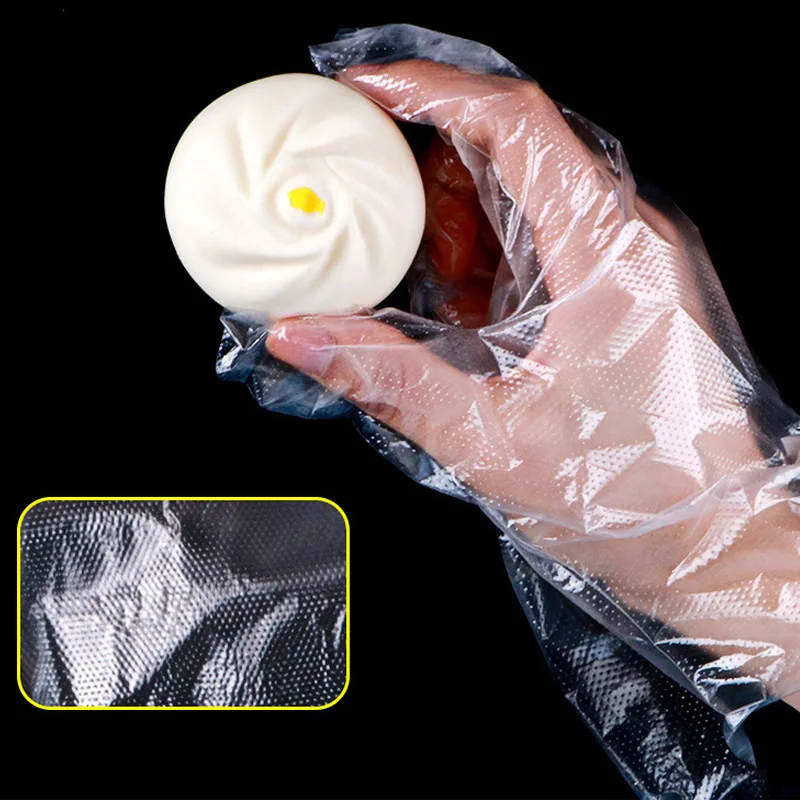 Eco-Friendly Transparent Disposable Plastic Gloves - 200 Pack, Individually Packaged for Kitchen Use, Large Size