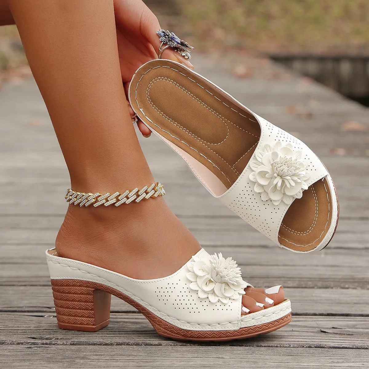 Women High Heels Slip on Sandals Summer Casual Comfortable Shoes Women Elegant Low Platform Sandals Sandalias De Mujer - 2