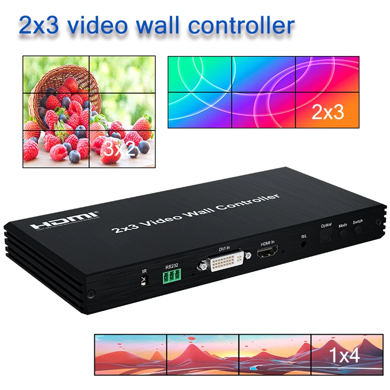 2 X3 Hdmi Tv Video Wall Controller Processore 2X3 2X2 3X2 4X1 5X1 6X1 6 Schermo Hdmi Tv Video Wall Stitching Processor Splicer Box