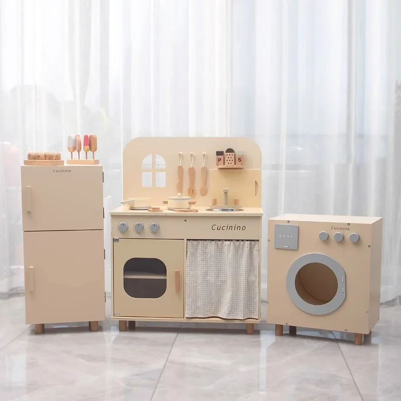 

Cucinino Children's Kitchen Toys, Family Home Simulation Barbecue Table, Girl Cooking, Wooden Kitchenware, 3-6 Years Old