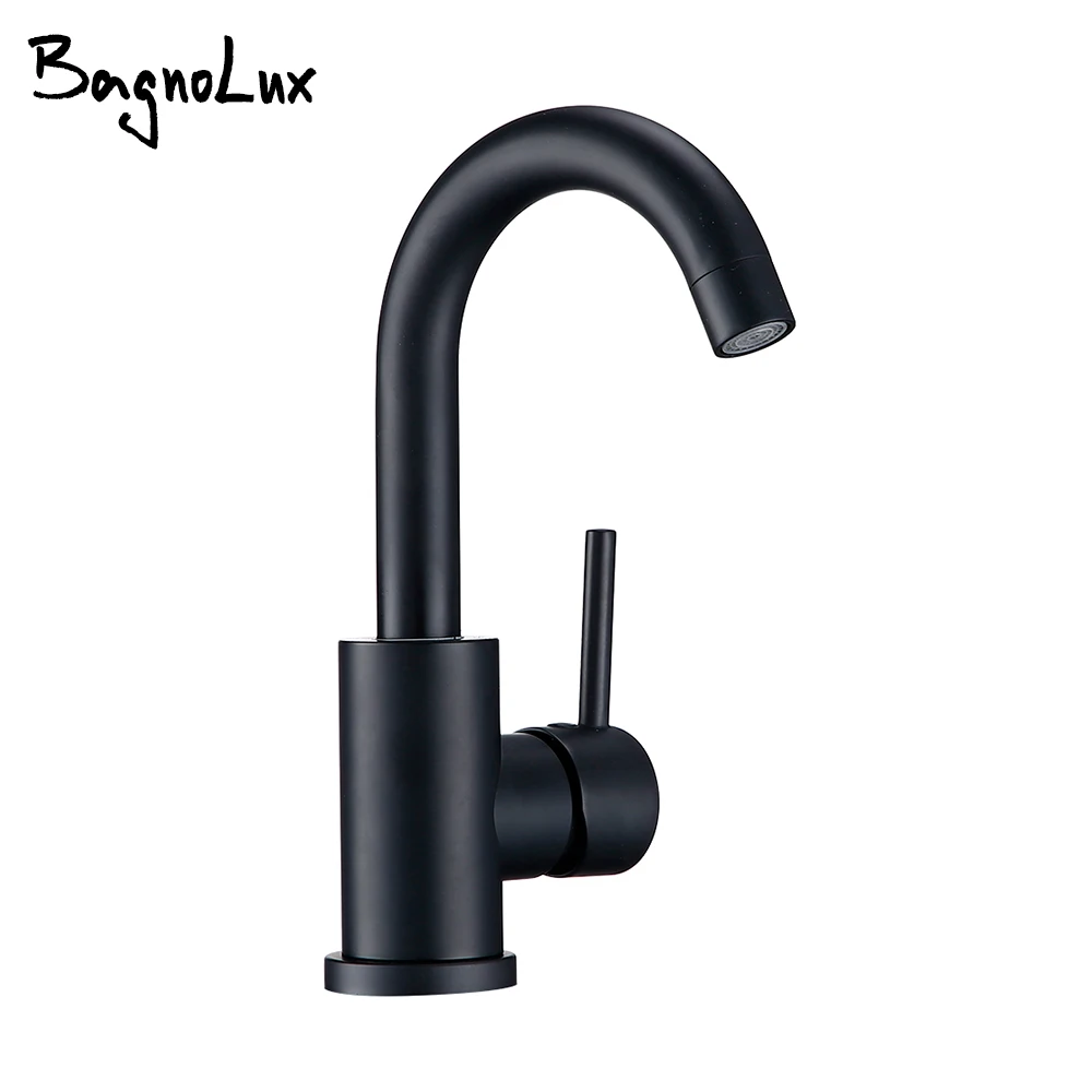 Basin Faucet Basin Faucet Matte Black Single Handle Deck Mount One Hole Bathroom Sink Mixer Tap Brushed Gold With Lever