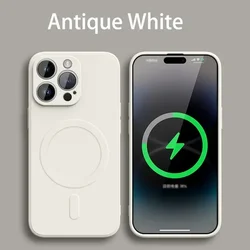 Premium Liquid Silicone Magnetic Wireless Charging Soft Case Cover - iPhone 16 (White)