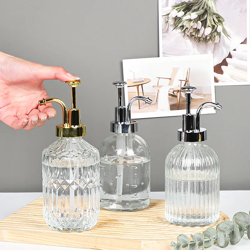 Glass Soap Pump Dispenser Bathroom Shampoo and Gel Dispenser Transparent Replacement Bottle Lotion Container Press Pump Bottle soap dispenser,refillable bottle,soap dispenser bottle,refillable plastic bottles,foam pump bottle