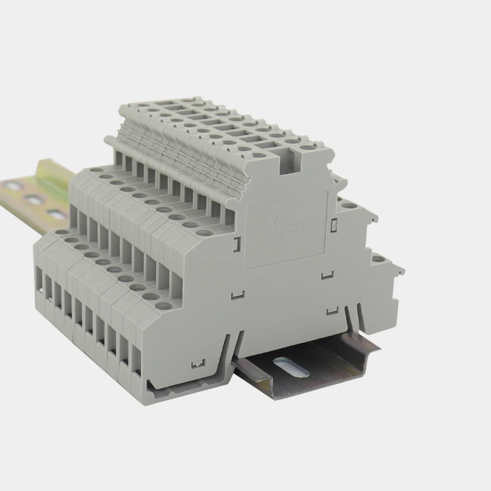 10Pcs DIKD1.5 Three Layer Terminals Electrical Connector DIN Rail Terminal Block 0.2-2.5 mm&sup2; Rail Sensor Brass Terminal Block