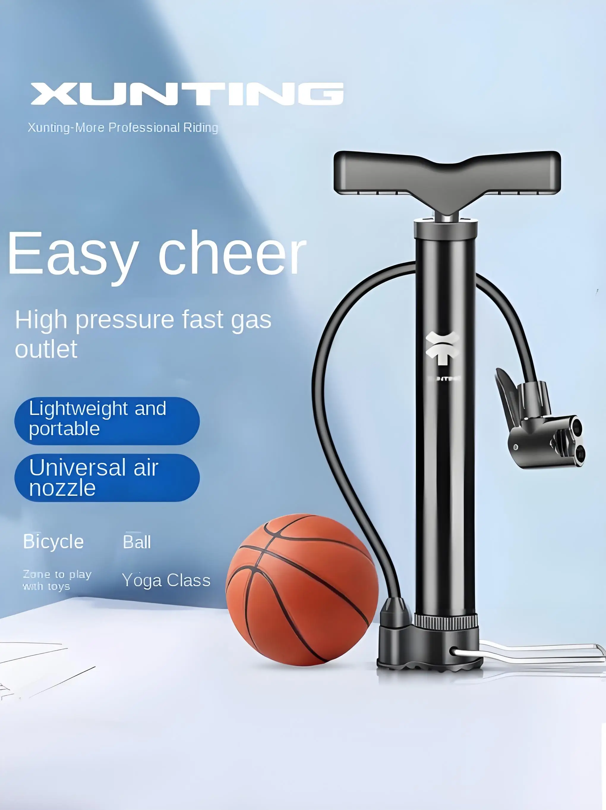 Xunting Mountain Bike Road Bike Pump MAX 140PSI Riding Portable Mini Bicycle Pump Basketball Toy Inflatable Tube Riding