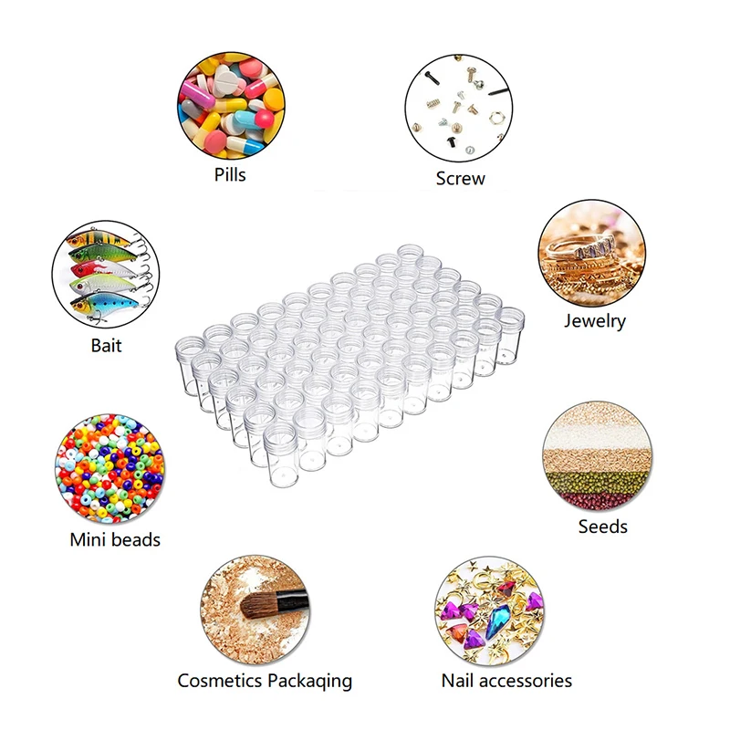 Diamond Painting Accessories Plastic Clear Round Storage Bottles Mini Transparent Jars Container Beads Organizer Tools