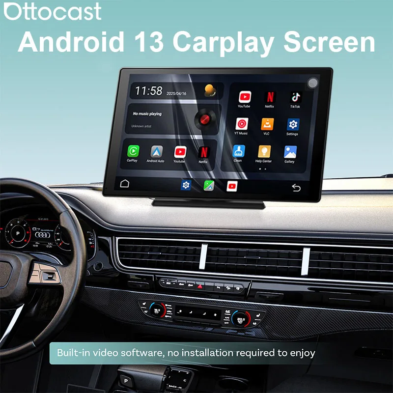 OTTOCAST Express 9 インチ CarPlay スクリーン Android 13 カーラジオ