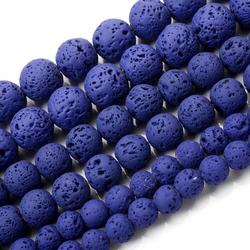 Premium Natural Blue Stone Beads for Jewelry Making - Turquoise, Agate, and Jade Spacer Beads (Royal Blue Lava)