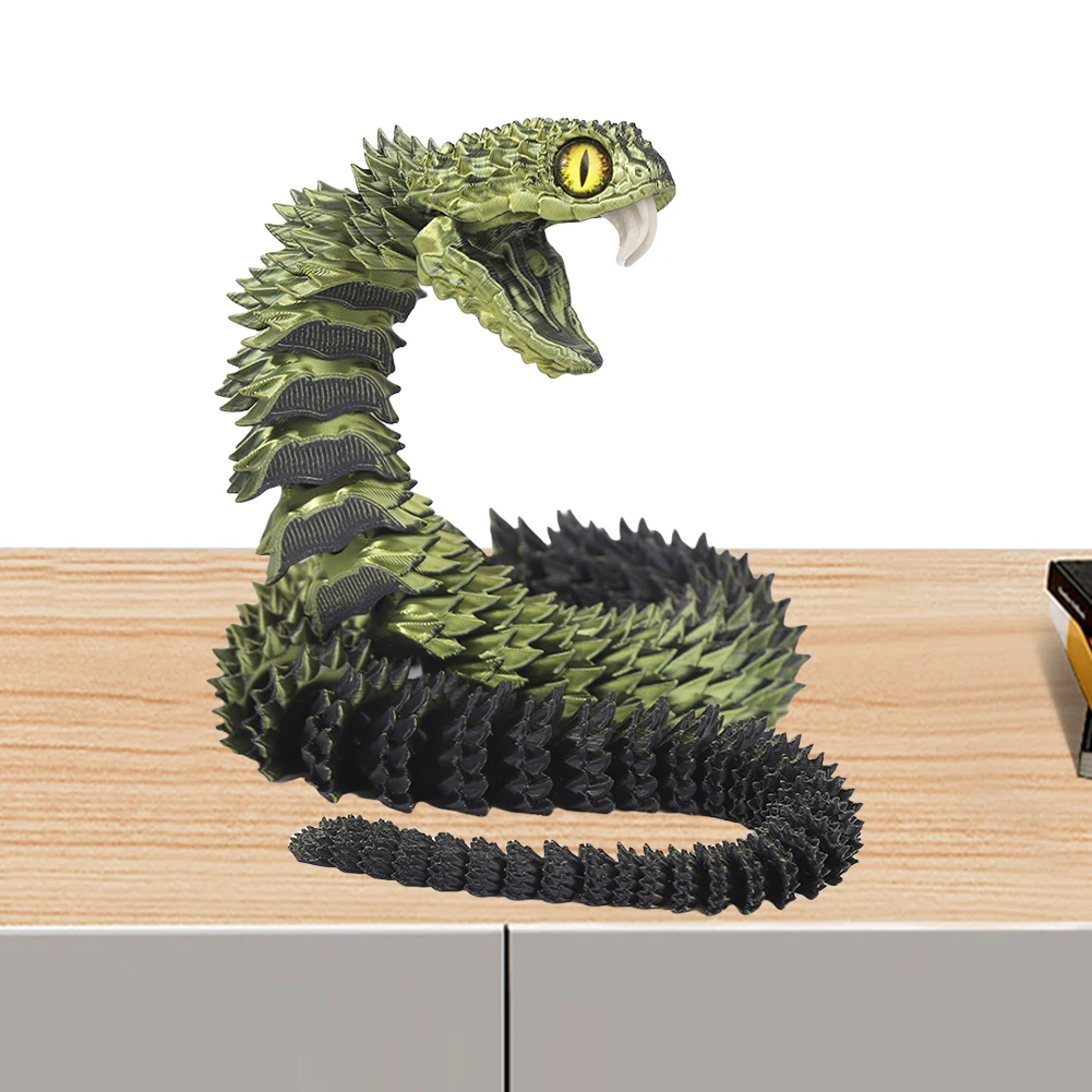 Articulated Snake Fidget Toy Collectible 3D Printed Animals Creative Flexible Snake Toy for Home Office Desk Decor