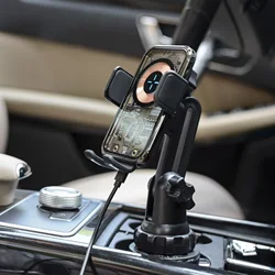 15W Wireless Car Charger and Cup Holder Mount (Black)