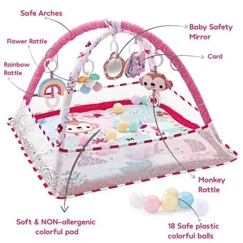 Multifunctional Fitness Frame Baby Crawling Blanket Play Mat Early Education Puzzle Game Activity Mat Newborn Gym Toys Gift