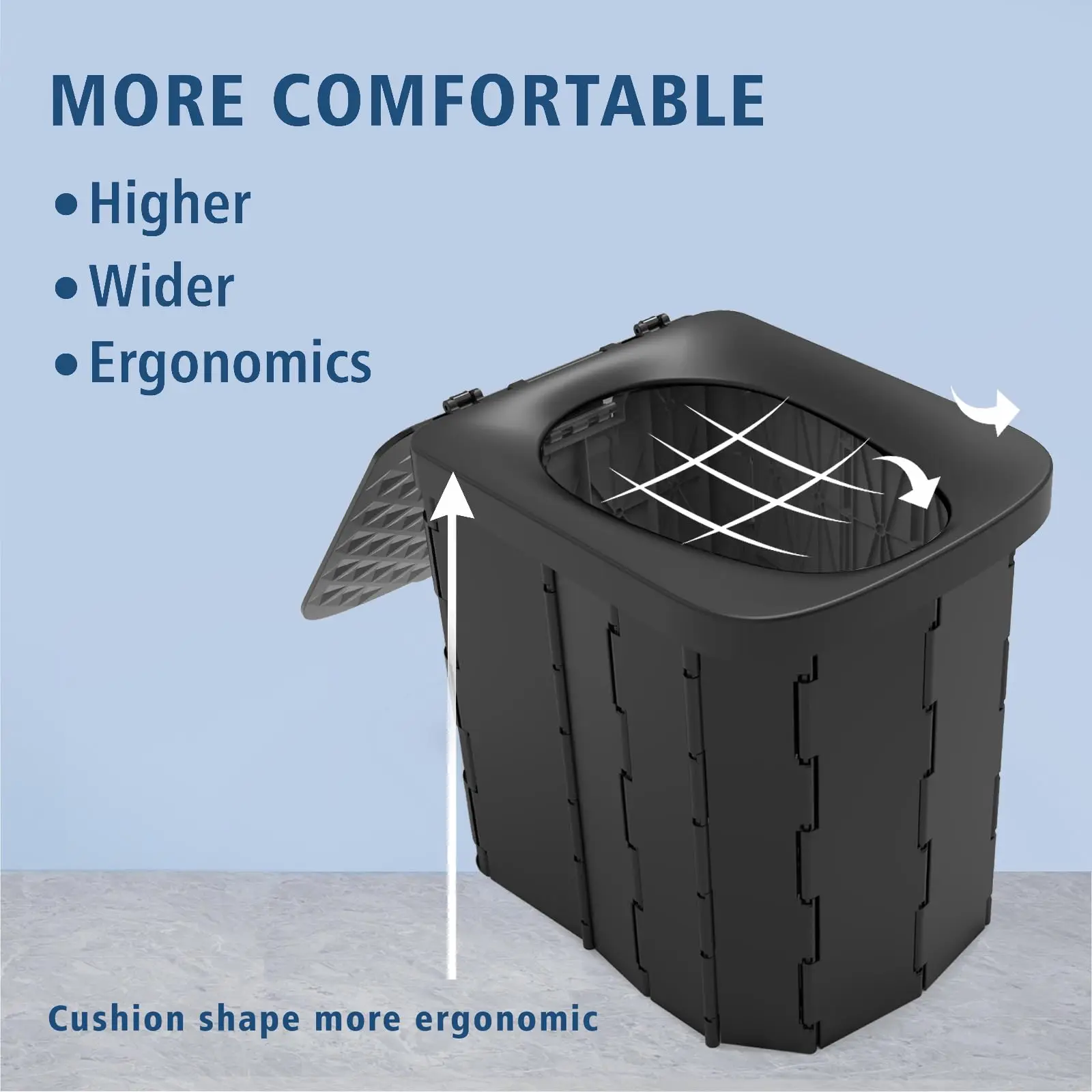 Tragbare Campingtoilette, tragbare Toilette für Erwachsene, mit Deckel und Papierhalter, 12 Toilettenbeutel, 12er-Pack Flüssigabfallgel – Detail 3