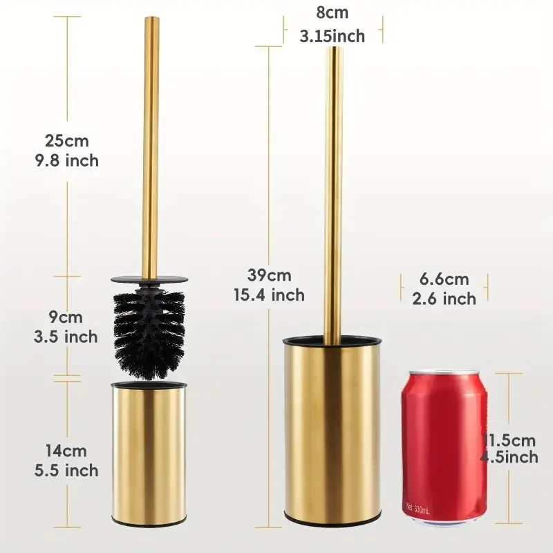 gold toilet brush holder bathroom accessories floor-standing Stainless steel toilet cleaning brush
