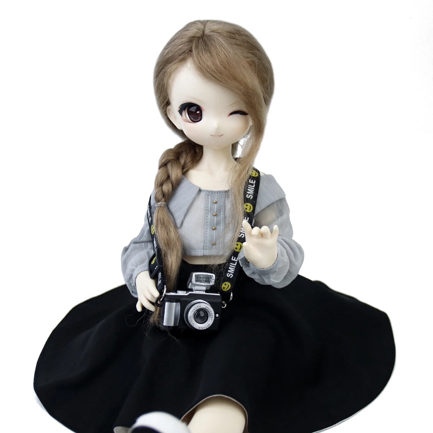 

Real High Quality Mohair Doll Wigs 1/3 BJD Smard Dollfie Ponytail Braid 8-9'' Head Doll Hair DIY
