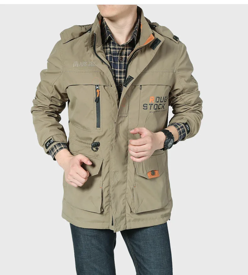 Men's Windbreaker Military Skin Soft Shell Clothes Tactical Waterproof Jacket Flight Pilot Hood Coat Climbing Army Field Jacket