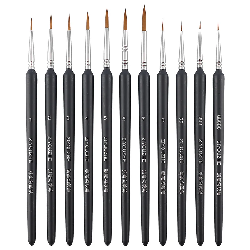 Professional Paint Brush Wolf Fine Painting Pen Nylon Hair Brush Sets Detail Painting Drawing Line Pen 11Pcs Art Supplies paint brush