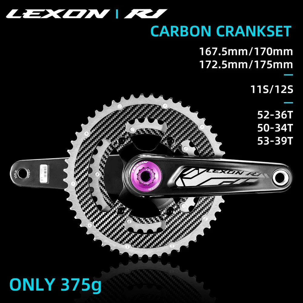 LEXONRoadCarbonCranksSuperlightBicycleCranksets375g29mmSpindle