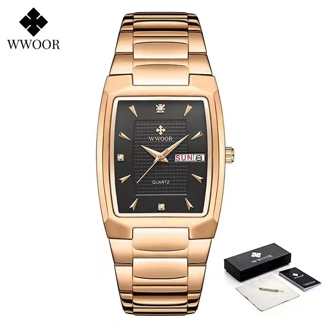 Men's Wristwatch 2022 WWOOR Brand Luxury Quartz Watch Waterproof Business Male Date Clock Casual Fashion Black Relogio Masculino 