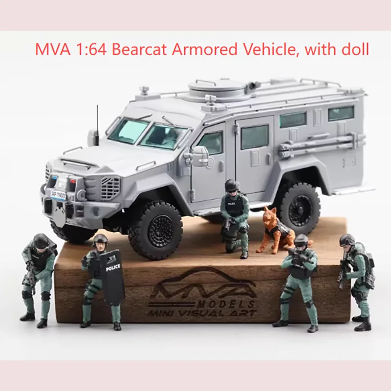 MVA 1:64 스케일 합금 자동차 모형, 베어캣 장갑차, 인형 포함
