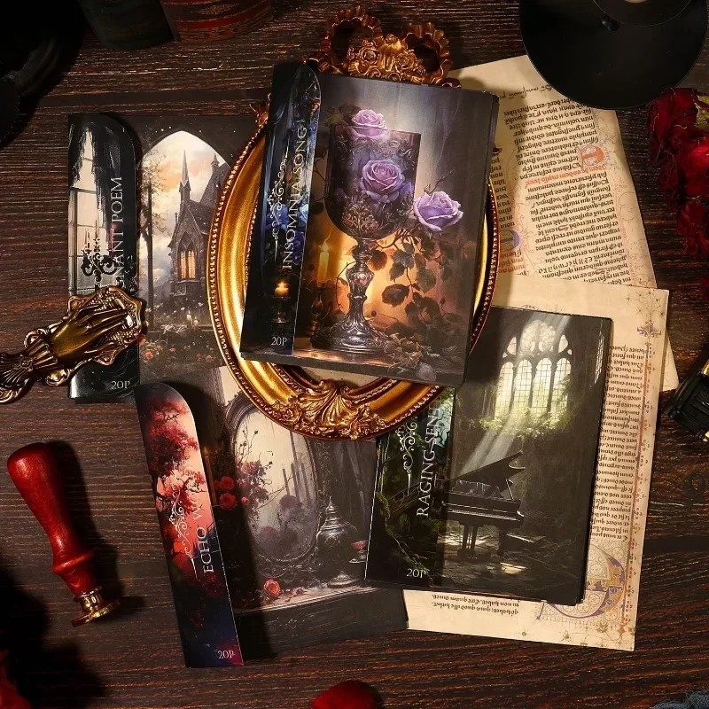20Pcs Rhapsody Psalm Dark Gothic Retro Style Handbook Material Paper Handbook Collage Scrapbook cut Writing 175*120mm