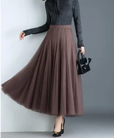 Plus-Size Popular Style, Large Flared, High-Waisted, Slim-Fitting Fairy Skirt, Mesh Skirt, Ankle-Length Long Skirt - Image 3