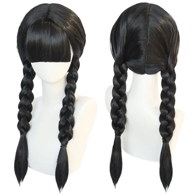 Quarta-feira addams quarta-feira cosplay peruca resistente ao calor do  cabelo sintético feminino senhoras halloween festa carnaval adereços  roleplay - AliExpress