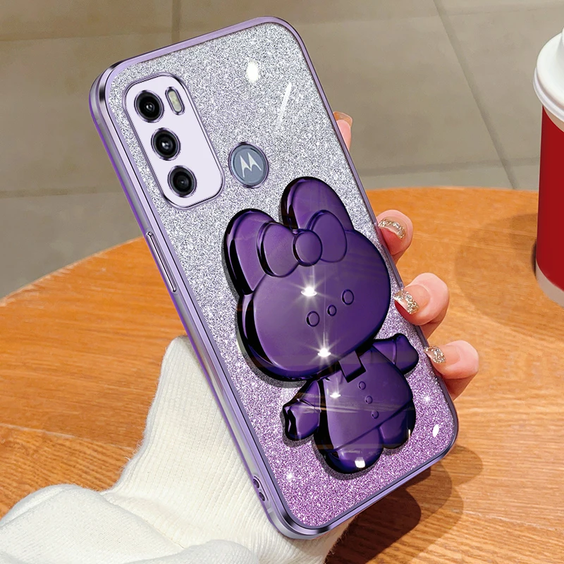 Glitter Rabbit Makeup Mirror Holder Soft Phone Case