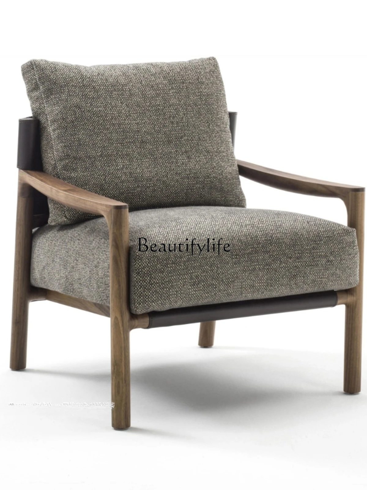 

Nordic Single-Seat Sofa Chair Black Walnut Tiger Stool Simple Leisure Chair Fabric Sofa Chair