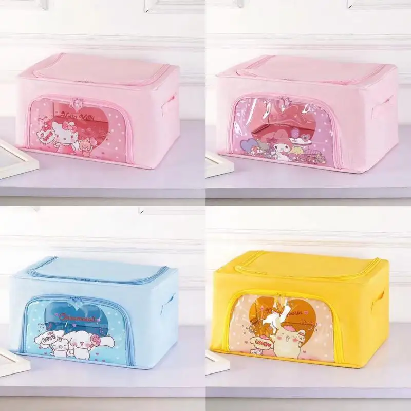

Kawaii My Melody Kuromi Cinnamoroll оксфордская Ткань Складная прозрачная коробка для хранения одежды Аниме Sanrioed коробка для сортировки мелочей