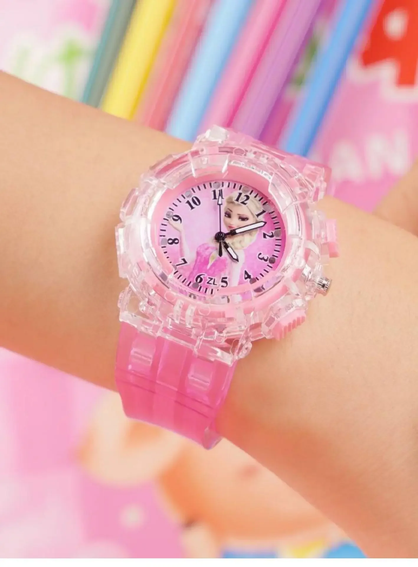 Disney Frozen Cartoon Children Watches Toy Flash Waterproof Sports Watch for Kids Girls Boy Quartz Wristwatch Child Clock Gifts 6