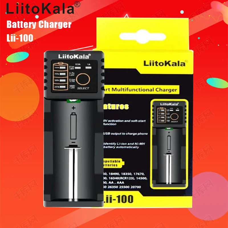

LiitoKala Lii-100B Lii-100 18650 Battery Charger For 26650 16340 RCR123 14500 LiFePO4 1.2V Ni-MH Ni-Cd Smart