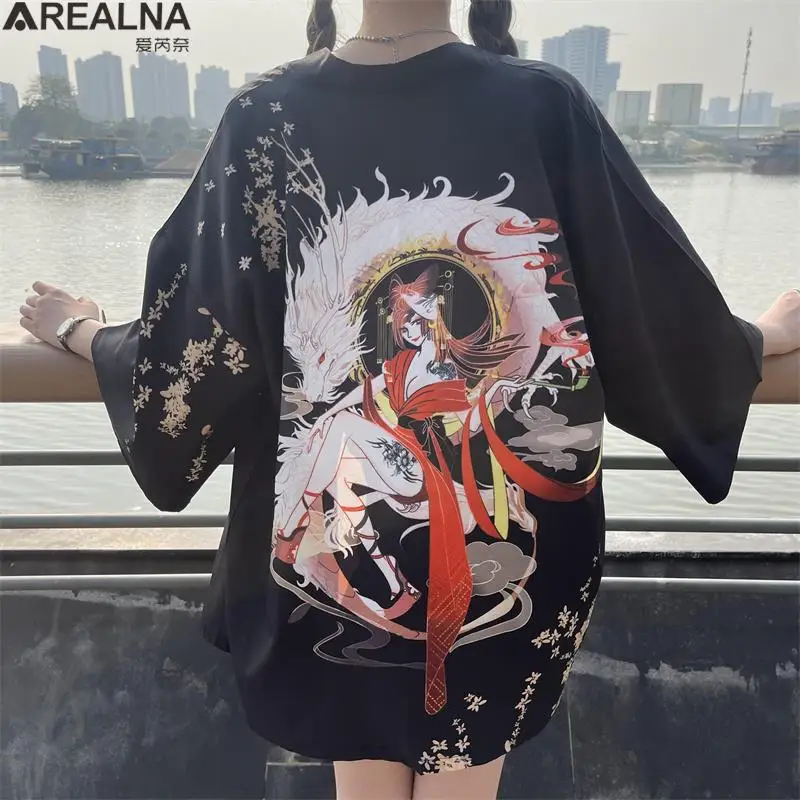 Beach sun protection Kimono Cardigan Women Men Samurai Japanese Wave Carp Anime 3D Print Coat Traditional Japan Clothing summer