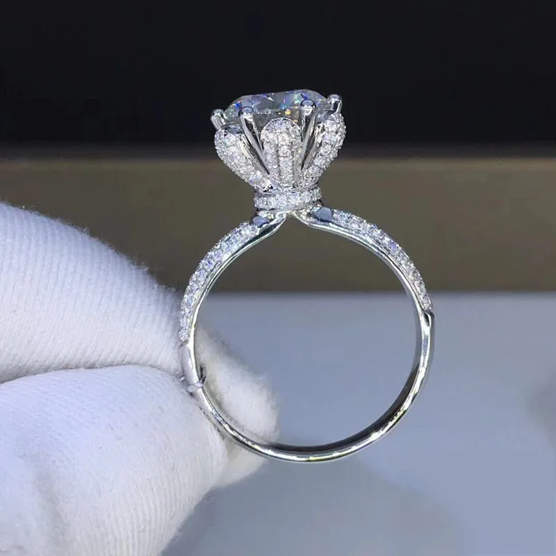 

Douyin Internet celebrity Moissanite diamond ring carat full diamond cat claw living mouth high carbon diamond female ring