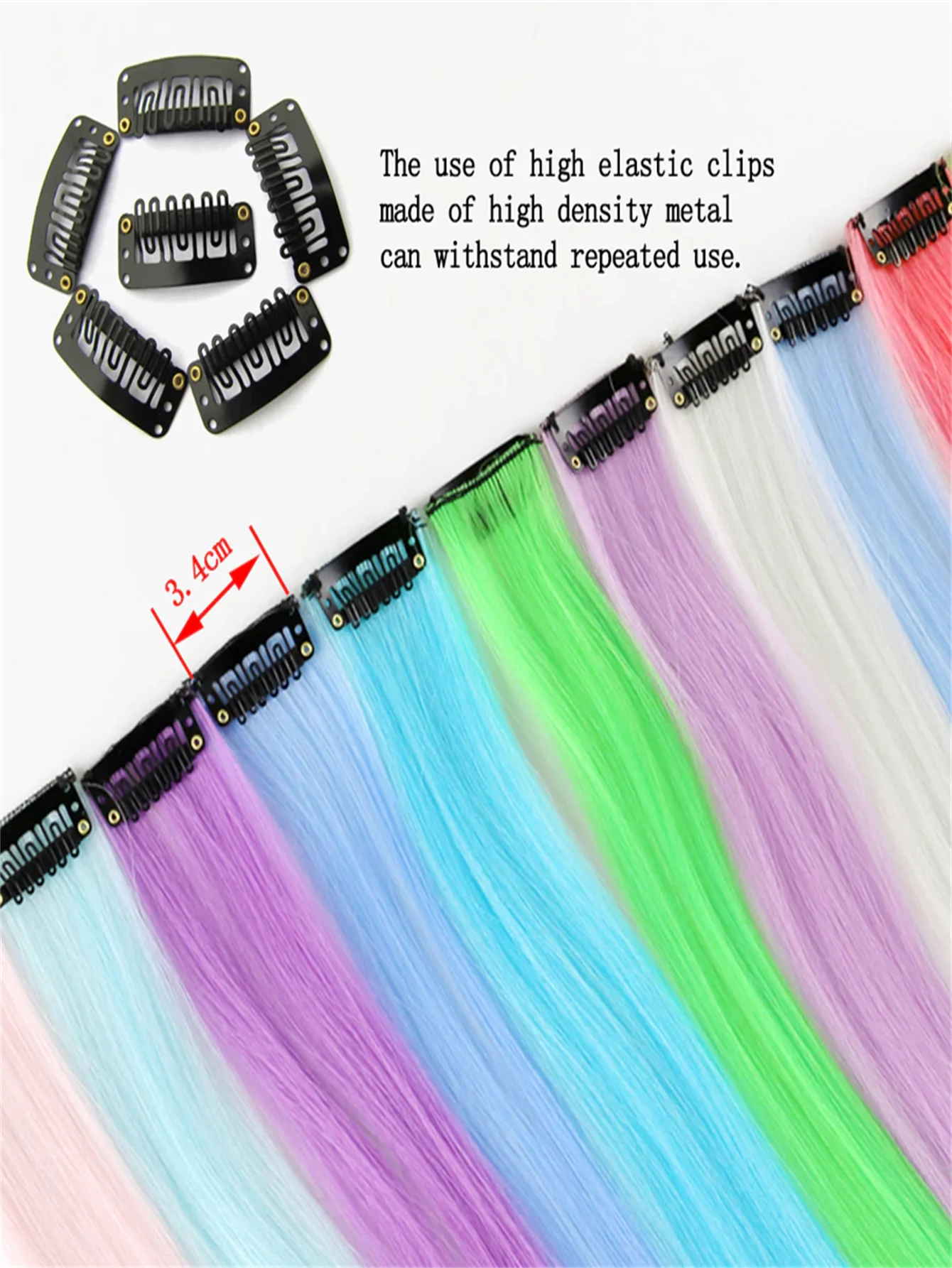 Hair Extensions 10pcs Luminous Clip In Synthetic Hair Extensions 20 Inch Mixed Colored Fluorescent Glow In The Dark Neon Hairpieces