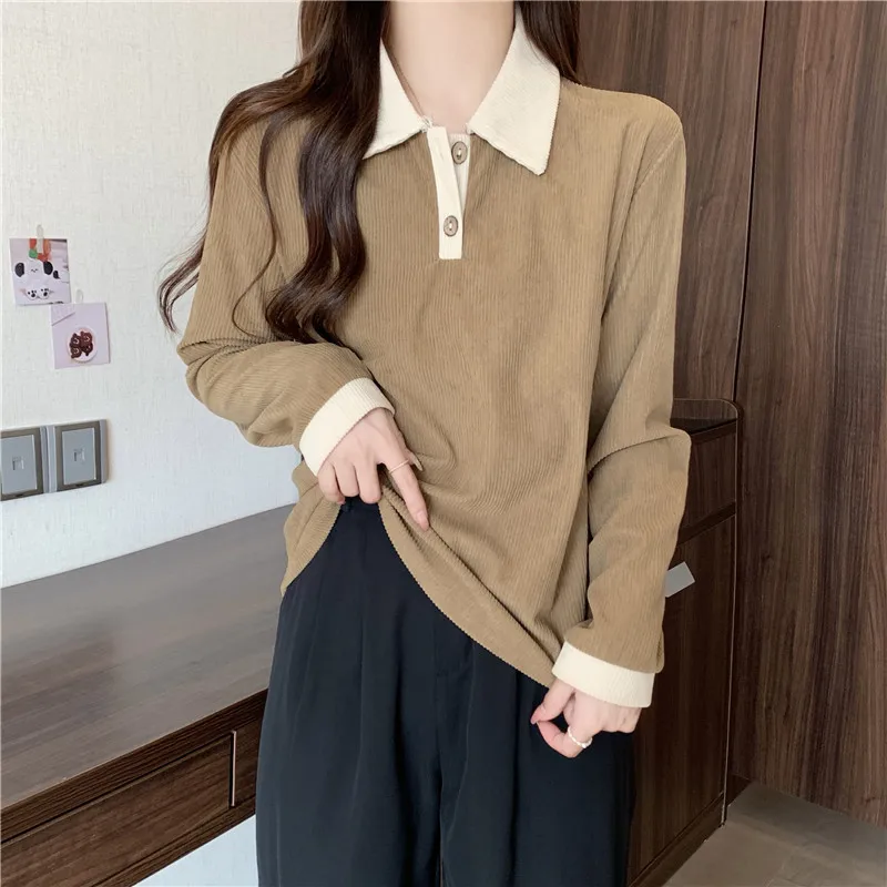 

Harajuku casual Jumper y2k tops Pullover preppy style Color stitching hoodies women Long Sleeve loose thin Sweatshirt streetwear