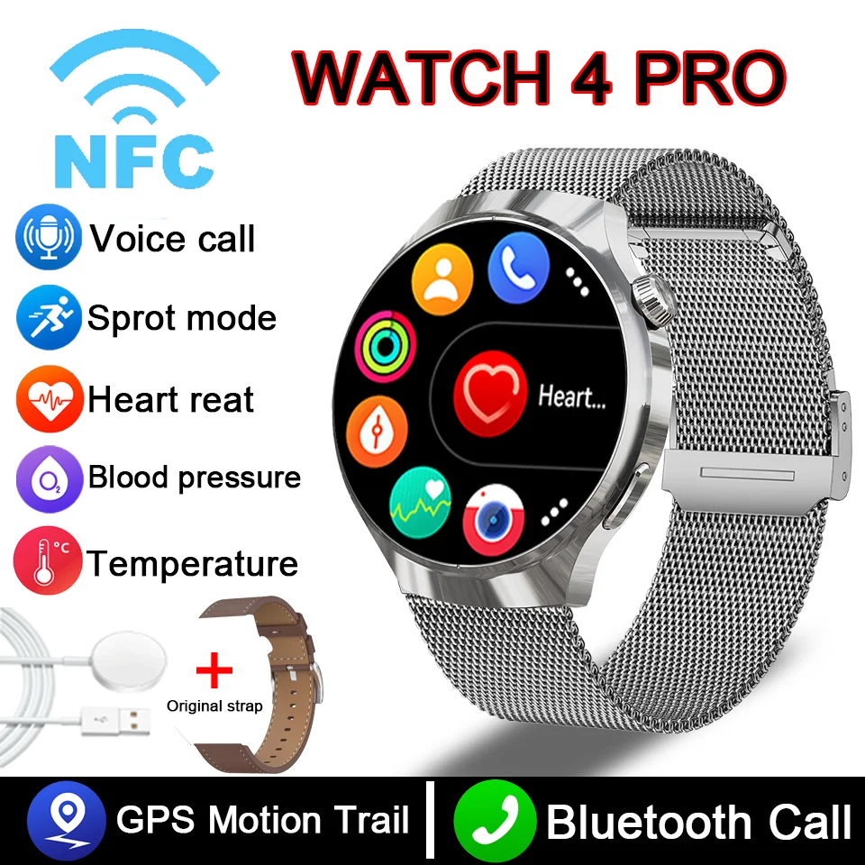 GT4 Smart Watch Men Watch 4 Pro AMOLED HD Screen Bluetooth Call NFC Health Monitoring Smartwatch New Watch GT4 For Huawei 15